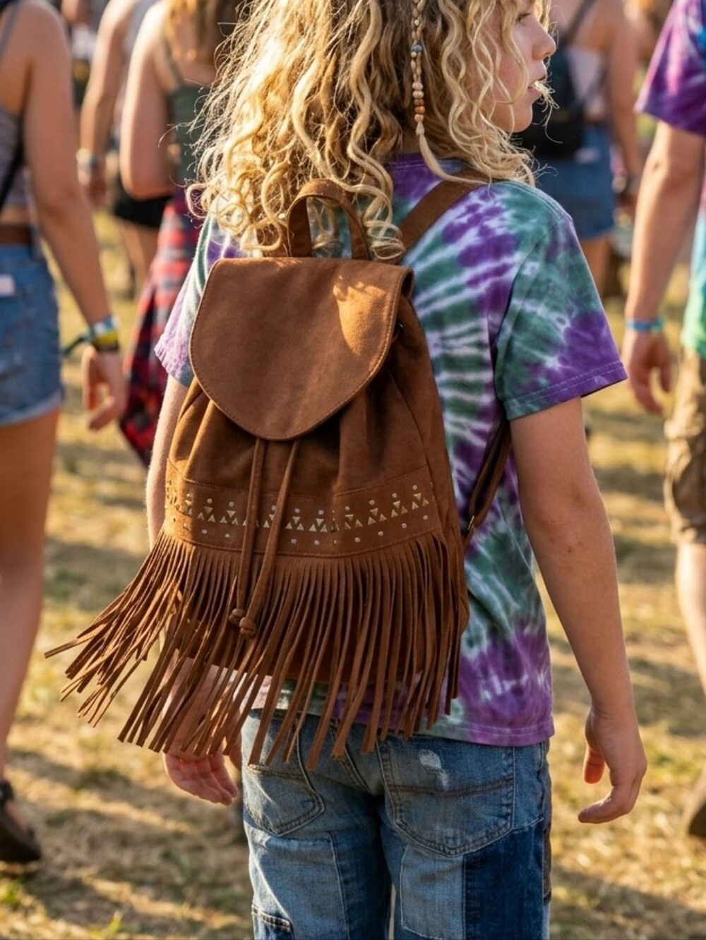 American Eagle Outfitters Brown Fringe Backpack